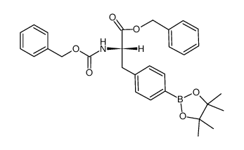 N-benzyloxycarbonyl-4-(2,3-dimethyl-2,3-butanediolatoboryl)-L-phenylalanine benzyl ester结构式