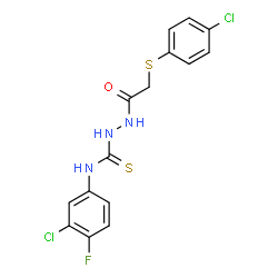 N-(3-CHLORO-4-FLUOROPHENYL)-2-(2-[(4-CHLOROPHENYL)SULFANYL]ACETYL)-1-HYDRAZINECARBOTHIOAMIDE Structure