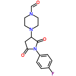 4-[1-(4-Fluorophenyl)-2,5-dioxo-3-pyrrolidinyl]-1-piperazinecarbaldehyde结构式