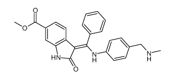 (Z)-3-(1-(4-(methylaminomethyl)-anilino)-1-phenyl-methylene)-6-methoxycarbonyl-2-indolinone Structure