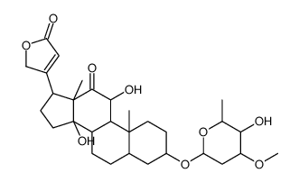 3β-[(3-O-Methyl-2,6-dideoxy-L-lyxo-hexopyranosyl)oxy]-11α,14-dihydroxy-19-oxo-5β-card-20(22)-enolide结构式