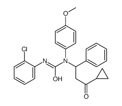 3-(2-chlorophenyl)-1-(3-cyclopropyl-3-oxo-1-phenylpropyl)-1-(4-methoxyphenyl)urea结构式