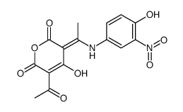 5-acetyl-4-hydroxy-3-[1-[(4-hydroxy-3-nitrophenyl)amino]ethylidene]-2H-pyran-2,6(3H)-dione结构式