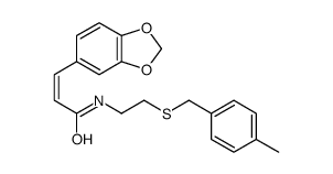 (E)-3-(1,3-benzodioxol-5-yl)-N-[2-[(4-methylphenyl)methylsulfanyl]ethyl]prop-2-enamide结构式