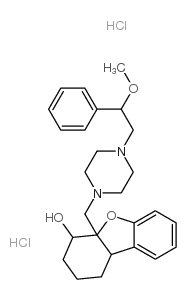 4a-[[4-(2-methoxy-2-phenyl-ethyl)piperazin-1-yl]methyl]-2,3,4,9b-tetra hydro-1H-dibenzofuran-4-ol dihydrochloride结构式