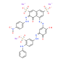 trisodium 5-[[2,4-dihydroxy-5-[[4-(phenylamino)-3-sulphonatophenyl]azo]phenyl]azo]-4-hydroxy-3-[(4-nitrophenyl)azo]naphthalene-2,7-disulphonate结构式