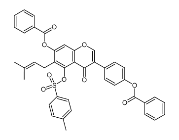 4',7-bis(benzoyloxy)-6-(3-methyl-2-butenyl)-5-tosyloxyisoflavone结构式