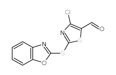 4-氯-2-(2-苯并噁唑硫代)-5-噻唑甲醛结构式