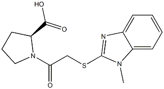 (S)-1-(2-(1-methyl-1H-benzo[d]imidazol-2-ylthio)acetyl)pyrrolidine-2-carboxylic acid Structure