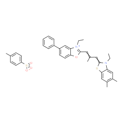 3-ethyl-2-[3-(3-ethyl-5,6-dimethyl-3H-benzothiazol-2-ylidene)-2-methylprop-1-enyl]-5-phenylbenzoxazolium p-toluenesulphonate Structure