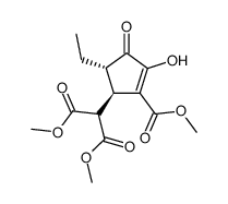 2-((1R,5S)-5-Ethyl-3-hydroxy-2-methoxycarbonyl-4-oxo-cyclopent-2-enyl)-malonic acid dimethyl ester Structure