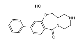 9-phenyl-1,2,3,4,12,12a-hexahydro-6H-pyrazino[2,1-c][1,4]benzoxazepin-6-one hydrochloride结构式