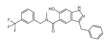 5-[N-(3-trifluoromethylbenzyl)-N-methylaminocarbonyl]-3-benzyl-6-hydroxy-1H-indazole Structure