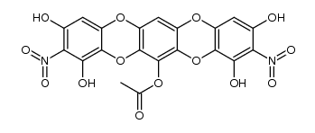 13-Acetoxy-1,3,9,11-tetrahydroxy-2,10-dinitrobenzo-[1,2-b:4,5-b']bis[1,4]-benzodioxin结构式