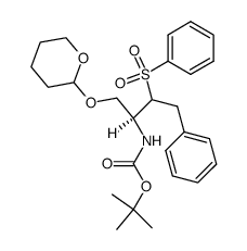 tert-butyl ((2S)-4-phenyl-3-(phenylsulfonyl)-1-((tetrahydro-2H-pyran-2-yl)oxy)butan-2-yl)carbamate结构式