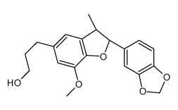 3-[(2S,3S)-2-(1,3-benzodioxol-5-yl)-7-methoxy-3-methyl-2,3-dihydro-1-benzofuran-5-yl]propan-1-ol结构式