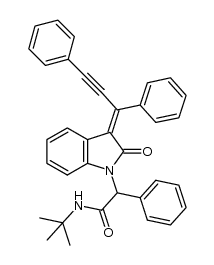 N-tert-butyl-2-((E)-3-(1,3-diphenylprop-2-ynylidene)-2-oxoindolin-1-yl)-2-phenylacetamide结构式
