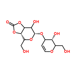 1,5-Anhydro-2-deoxy-3-O-[3,4-O-(oxomethylene)-α-L-erythro-hexopyranosyl]-D-glycero-hex-1-enitol Structure