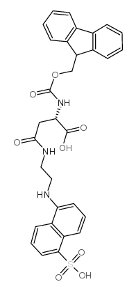 Fmoc-N'-[2-[(5-磺基-1-萘基)氨基]乙基]-L-天冬氨酰胺结构式