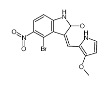 (Z)-4-bromo-1,3-dihydro-3-[(3-methoxy-1H-pyrrol-2-yl)methylene]-5-nitro-2H-indol-2-one结构式