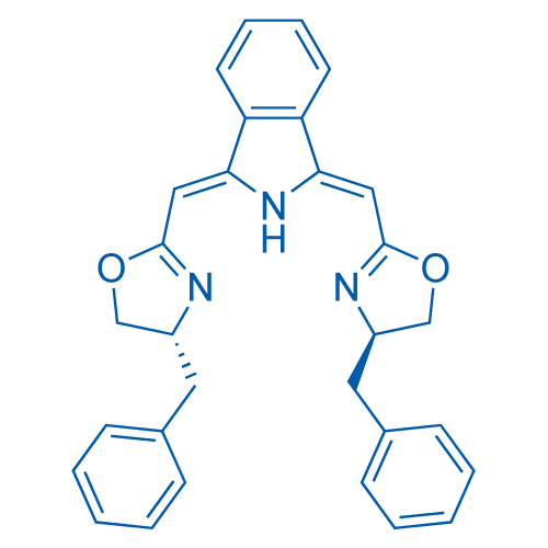 (1Z,3Z)-1,3-二[[(4R)-4,5-二氢-4-苄基-2-噁唑基]亚甲基]-2,3-二氢-1H-异吲哚结构式