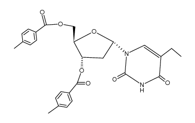 1-(2-deoxy-3,5-di-O-p-toluoyl-α-D-ribofuranosyl)-5-ethyl-2,4(1H,3H)-pyrimidinedione Structure