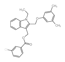 Benzoicacid, 3-chloro-, [2-[(3,5-dimethylphenoxy)methyl]-1-ethyl-1H-indol-3-yl]methylester Structure