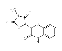 9-(3-methyl-4-oxo-2-sulfanylidene-thiazolidin-5-yl)-10-thia-7-azabicyclo[4.4.0]deca-1,3,5-trien-8-one结构式