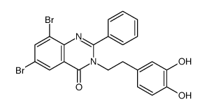 6,8-dibromo-3-[2-(3,4-dihydroxyphenyl)ethyl]-2-phenylquinazolin-4-one结构式