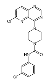 4-[(N-3-chlorophenylcarbamoyl)piperazin-1-yl]-6-chloropyrido[3,2-d]pyrimidine结构式