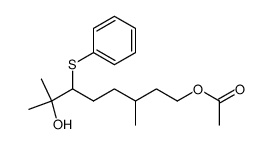 Acetic acid 7-hydroxy-3,7-dimethyl-6-phenylsulfanyl-octyl ester结构式