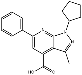 1-Cyclopentyl-3-methyl-6-phenyl-1H-pyrazolo[3,4-b]pyridine-4-carboxylic acid structure