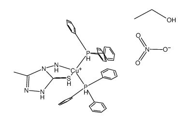 [(triphenylphosphine)2 copper(I) (4-amino-5-methyl-2H-1,2,4-triazole-3(4H)-thione)] nitrate*ethanol结构式