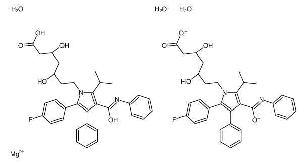magnesium,(3R,5R)-7-[2-(4-fluorophenyl)-3-phenyl-4-(phenylcarbamoyl)-5-propan-2-ylpyrrol-1-yl]-3,5-dihydroxyheptanoate,trihydrate Structure