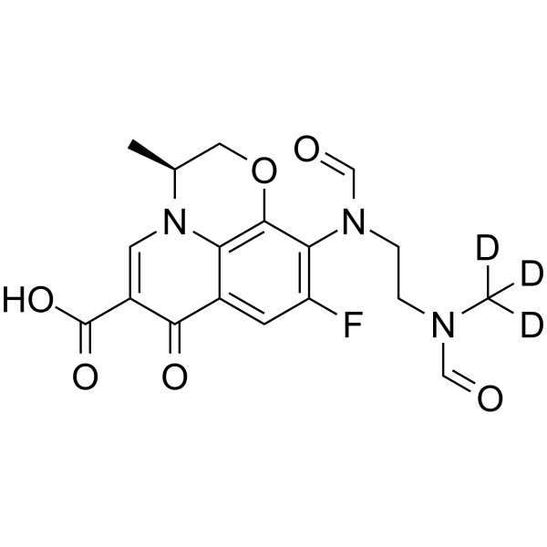 N,N’-Desethylene-N,N’-diformyl Levofloxacin-d3 Structure