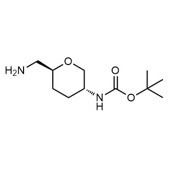 Tert-butyl ((3R,6S)-6-(aminomethyl)tetrahydro-2H-pyran-3-yl)carbamate structure