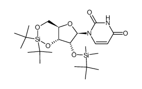 2'-O-(tert-butyldimethylsilyl)-3',5'-O-(di-tert-butylsilanediyl)uridine结构式
