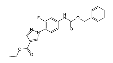 ethyl 1-(4-{[benzyloxycarbonyl]amino}-2-fluorophenyl)-1H-pyrazole-4-carboxylate结构式