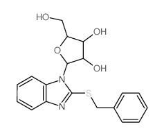 1H-Benzimidazole,2-[(phenylmethyl)thio]-1-b-D-ribofuranosyl- structure