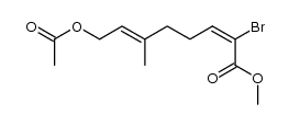 (E,E)-8-acetoxy-2-bromo-6-methylocta-2,6-dienoic acid methyl ester结构式