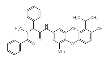 N-[4-(4-hydroxy-3-propan-2-ylphenoxy)-3,5-dimethylphenyl]-2-(phenacylamino)-2-phenylacetamide结构式