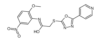N-(2-methoxy-5-nitrophenyl)-2-[(5-pyridin-4-yl-1,3,4-oxadiazol-2-yl)sulfanyl]acetamide结构式