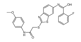 2-fluoro-N-[2-[2-(4-methoxyanilino)-2-oxoethyl]sulfanyl-1,3-benzothiazol-6-yl]benzamide结构式