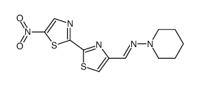 (E)-1-[2-(5-nitro-1,3-thiazol-2-yl)-1,3-thiazol-4-yl]-N-piperidin-1-ylmethanimine Structure