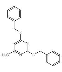 Pyrimidine,4-methyl-2,6-bis[(phenylmethyl)thio]- Structure