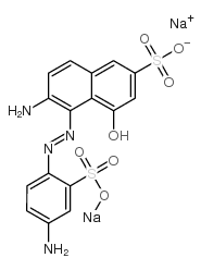 2-Naphthalenesulfonicacid, 6-amino-5-[2-(4-amino-2-sulfophenyl)diazenyl]-4-hydroxy-, sodium salt(1:2) Structure