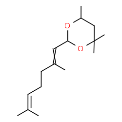 2-(2,6-dimethylhepta-1,5-dienyl)-4,4,6-trimethyl-1,3-dioxane structure