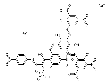 5-[[2,4-Dihydroxy-3,5-bis[(2-hydroxy-3,5-dinitrophenyl)azo]phenyl]azo]-4-hydroxy-3-[(4-nitrophenyl)azo]-2,7-naphthalenedisulfonic acid disodium salt picture