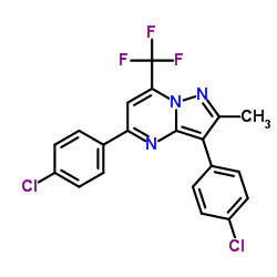 3,5-Bis(4-chlorophenyl)-2-methyl-7-(trifluoromethyl)pyrazolo[1,5-a]pyrimidine结构式