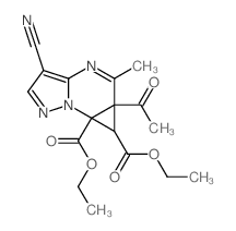 5a-acetyl-6,6a-dicarbethoxy-5a,6a-dihydro-5-methyl-6H-cyclopropa<5a,6a>pyrazolo<1,5-a>pyrimidine-3-carbonitrile结构式